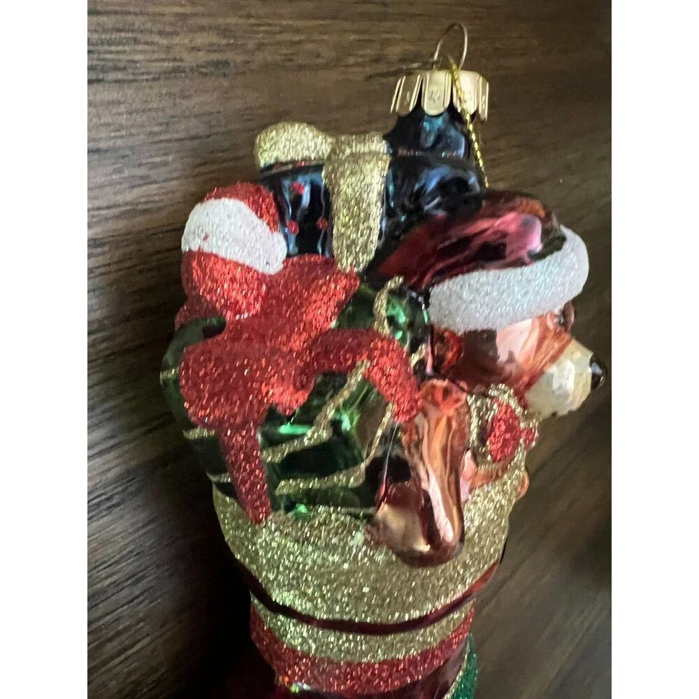 Large Blown Glass Christmas Ornament Teddy Bear Stocking Candy Cane julia's